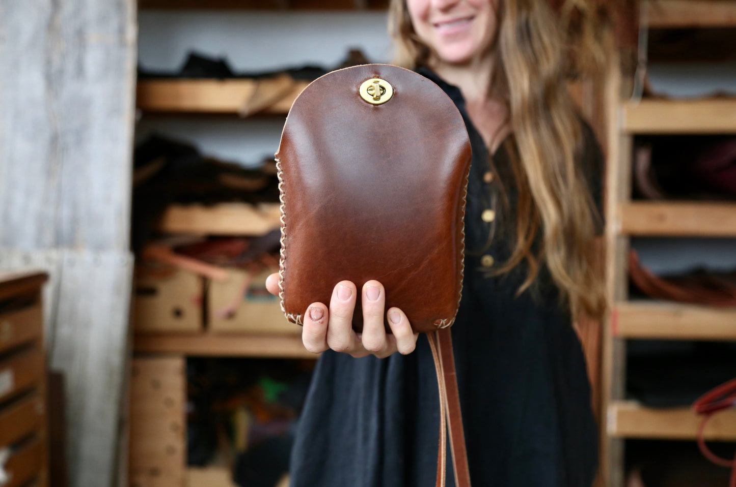 Small Chestnut Minimalist Crossbody Bag