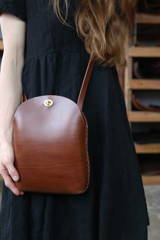 Large Chestnut Minimalist Crossbody Bag