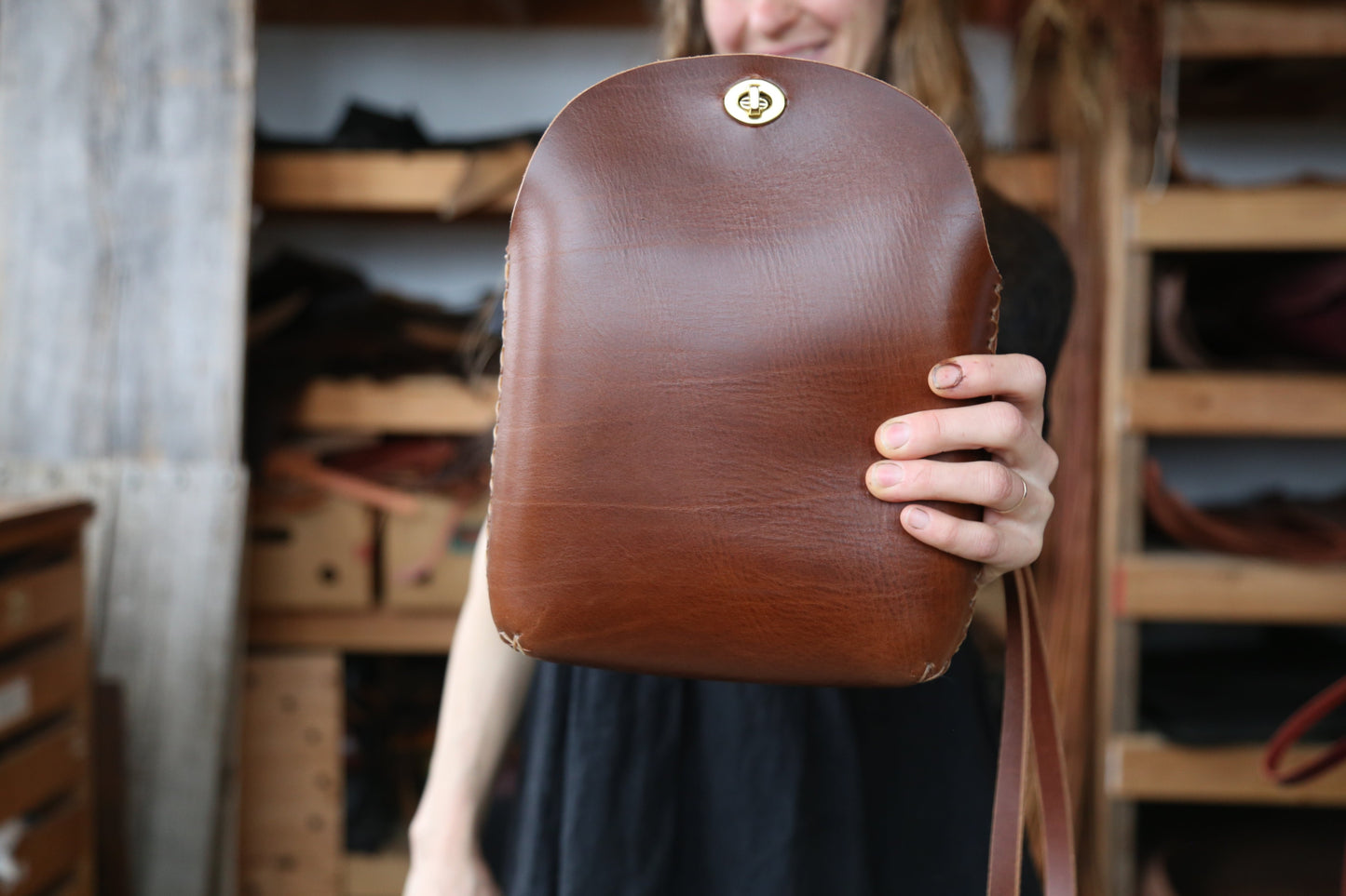 Large Chestnut Minimalist Crossbody Bag