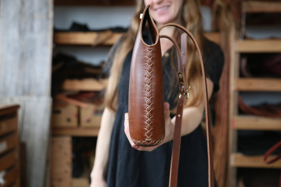 Large Chestnut Minimalist Crossbody Bag