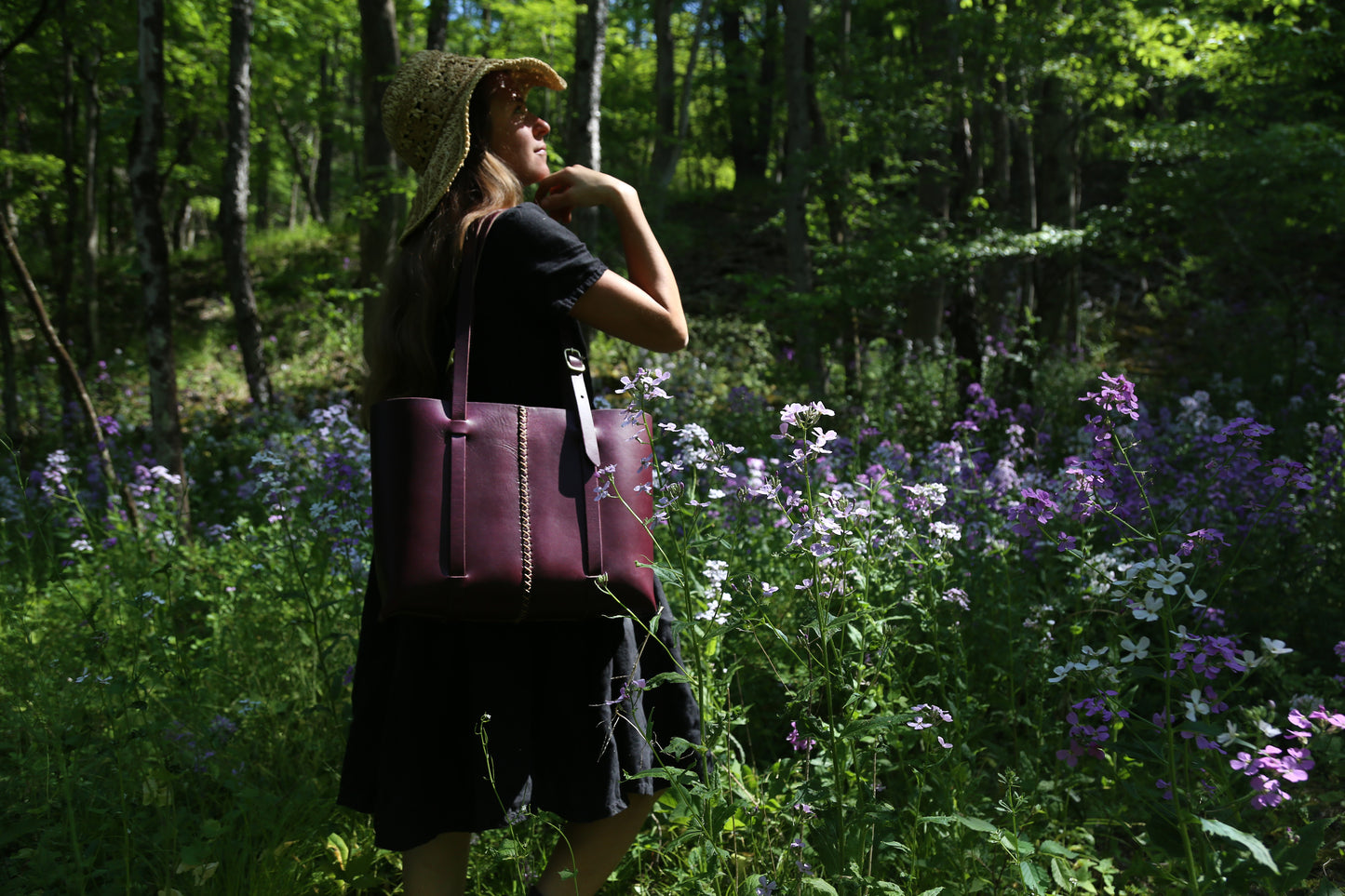 One-of-a-kind Eggplant Bridle Leather Weekday Tote