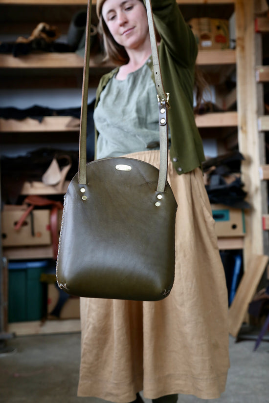 Large Olive Minimalist Crossbody Bag
