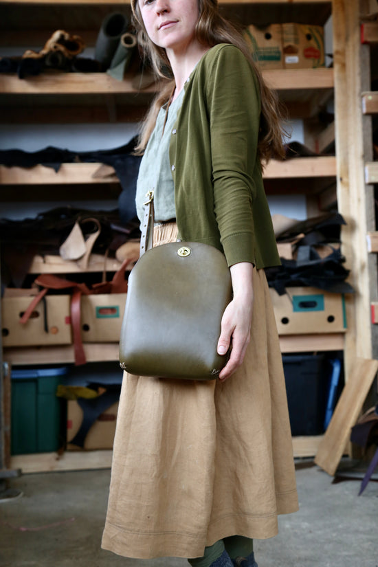 Large Olive Minimalist Crossbody Bag