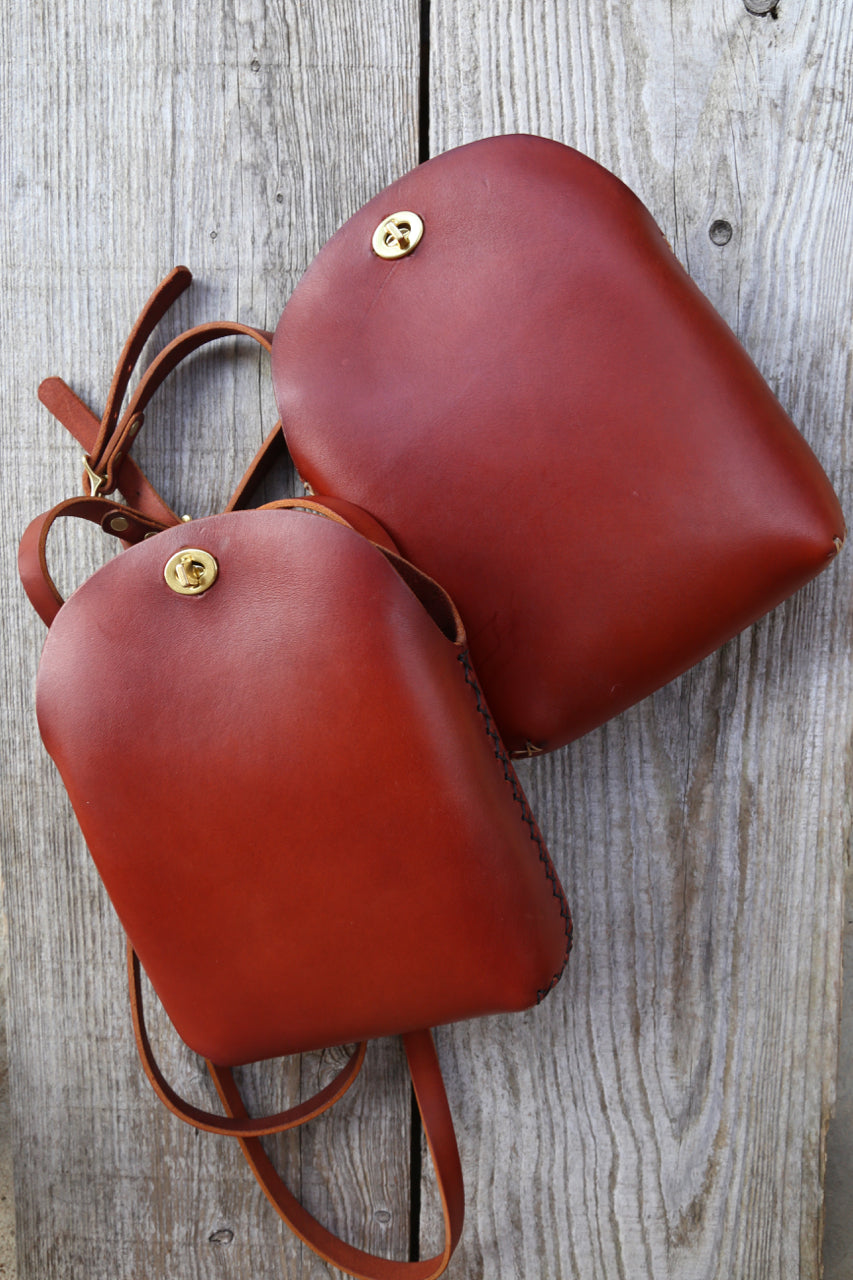 Large Minimalist Crossbody Bag in Cherrywood Red