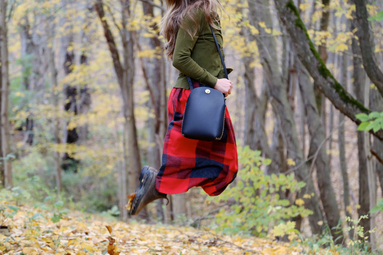Large Minimalist Crossbody Bag in Cherrywood Red